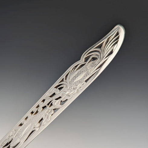 1836 年英國古董純銀手柄魚餐具一對埃爾金頓